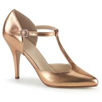 VANITY-415 Pleaser high heels t-strap pump rose gold metallic matte