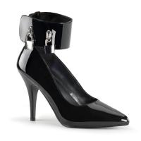 VANITY-434 Pleaser high heels ankle cuff pump black patent with padlocks