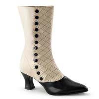 VICTORIAN-123 elegante Funtasma Stiefeletten creme-schwarz Lederoptik