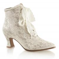 VICTORIAN-30 elegante Fabulicious Damen Stiefeletten Satin mit Spitze in champagner