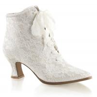 VICTORIAN-30 Fabulicious lace-up ankle bootie ivory satin-lace overlay