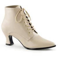 VICTORIAN-35 viktorianische Funtasma Schnür-Stiefeletten creme Lederoptik