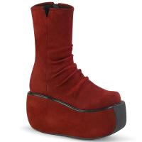 VIOLET-100 DemoniaCult Damen Plateaustiefeletten geraffter Schaft burgund Velours