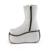 VIOLET-100 DemoniaCult Damen Plateaustiefeletten geraffter Schaft weiß Velours