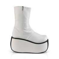 VIOLET-100 DemoniaCult Damen Plateaustiefeletten geraffter Schaft weiß Velours