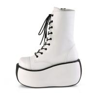 Sale VIOLET-120 DemoniaCult Damen Plateau Schnür Stiefeletten weiß Lederoptik Gr 39