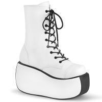 Sale VIOLET-120 DemoniaCult Damen Plateau Schnür Stiefeletten weiß Lederoptik Gr 39