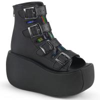 Sale VIOLET-150 DemoniaCult vegane Damen Plateau Stiefeletten schwarz Lederlook Hologramm 39
