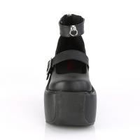 Sale VIOLET-32 DemoniaCult vegane Damen Riemchen Plateau Pumps O-Ring schwarz Lederoptik 39