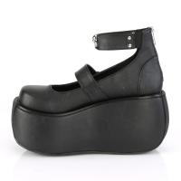 Sale VIOLET-32 DemoniaCult vegane Damen Riemchen Plateau Pumps O-Ring schwarz Lederoptik 39