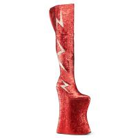 VIVACIOUS-3016 Pleaser Pink Label Damen Herren Plateau Overkneestiefel rot gold Glitter