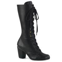 Sale VIVIKA-205 vegane DemoniaCult Schnür-Stiefeletten schwarz Lederoptik vorn rund geschnitten 38