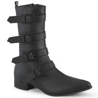 WARLOCK-110-C DemoniaCult vegan block heel mid-calf boot black matte