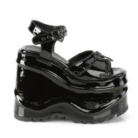 Auktion WAVE-09 DemoniaCult High Heels Plateausandaletten Herzring Ketten schwarz Lack 36