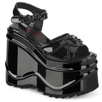 Auktion WAVE-09 DemoniaCult High Heels Plateausandaletten Herzring Ketten schwarz Lack 36