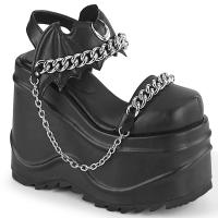 Sale WAVE-20 DemoniaCult wedge platform bat ankle strap sandal moon chain black matte 38