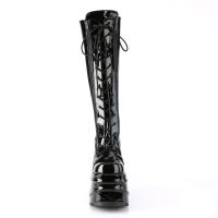 Sale WAVE-200 DemoniaCult platform lace-up knee high boot black patent 38