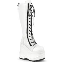 Sale WAVE-200 DemoniaCult platform lace-up knee high boot white matte 37
