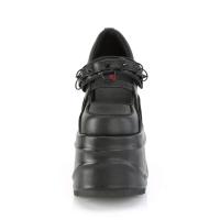 Sale WAVE-48 DemoniaCult Damen Plateaupumps Riemchen Stachel D-Ring schwarz Lederlook 37