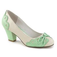 WIGGLE-17 Pin Up Couture pump heart cout out bow detail creme-mint matte