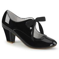 WIGGLE-32 Pin Up Couture mary jane pump ribbon tie heart cutouts black patent