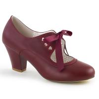WIGGLE-32 Pin Up Couture mary jane pump ribbon tie heart cutouts burgundy matte
