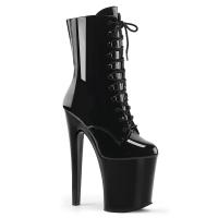 XTREME-1020 Pleaser high heels platform ankle boot lace-up front black patent