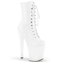 XTREME-1020 Pleaser high heels platform ankle boot lace-up front white patent