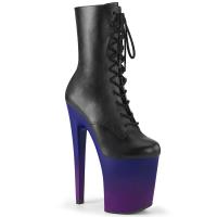 XTREME-1020BP Pleaser vegane Damen Plateau Stiefeletten Farbverlauf schwarz blau lila Lederlook