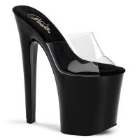 XTREME-801 Pleaser High-Heels Damen Stiletto Plateau Pantoletten klar schwarz