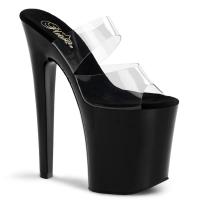 XTREME-802 Pleaser High-Heels Plateausandaletten Doppelriemchen klar schwarz
