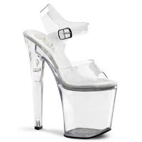 XTREME-808 Pleaser High-Heels Plateausandaletten transparent mit Lederinnensohle