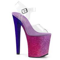 XTREME-808OMBRE Pleaser High-Heels Plateausandaletten klar fuchsia-blau ombre