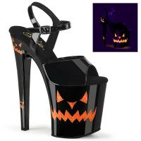 XTREME-809JOL Pleaser Halloween High Heels Plateausandaletten schwarz Lack UV Neon orange