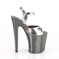 XTREME-809TTG Pleaser High-Heels Plateausandaletten zinn metallic chrom glitter