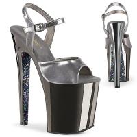 XTREME-809TTG Pleaser High-Heels Plateausandaletten zinn metallic chrom glitter