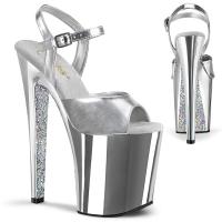 XTREME-809TTG Pleaser High-Heels Plateausandaletten silber metallic chrom glitter
