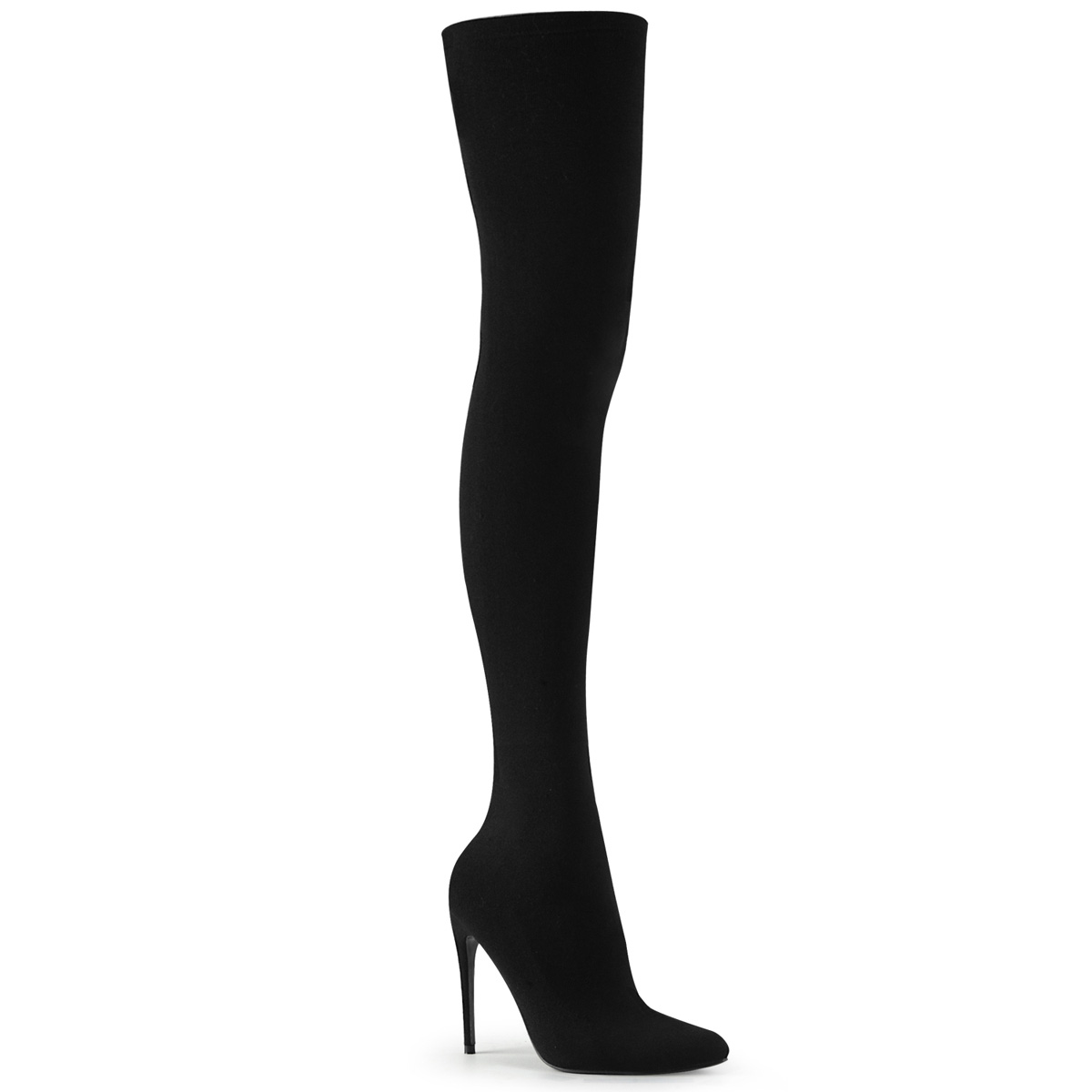 COURTLY300 HighHeels Stretch PullOn Thigh High Boot black nylon