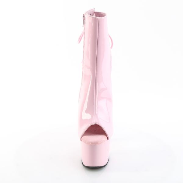 ADORE-1018 Pleaser High-Heels Plateaustiefeletten babypink Lack Fersen- Zehenoffen