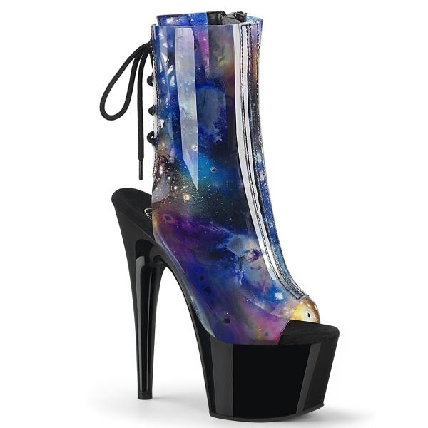 ADORE-1018C-COSMOS Pleaser High Heels Peep-Toe Plateaustiefeletten Cosmos-Print