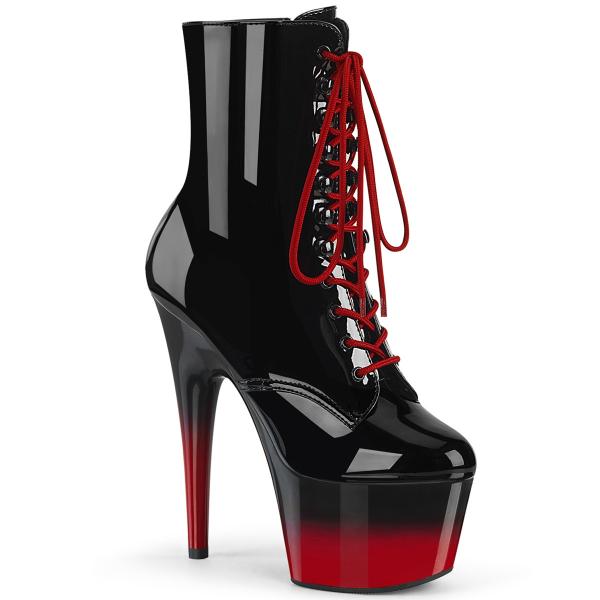 ADORE-1020BR-H Pleaser High-Heels Plateaustiefeletten Farbverlauf schwarz rot