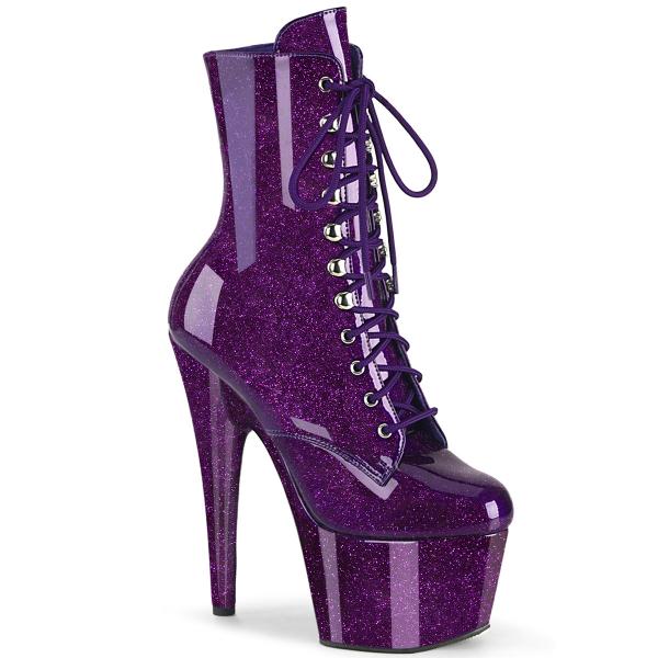 ADORADORE-1020GP Pleaser Damen High Heels Plateaustiefeletten lila Glitter Lack