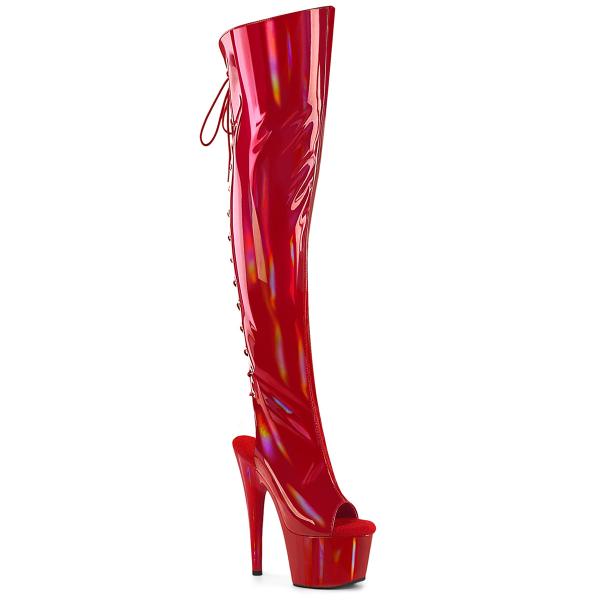 ADORE-3019HWR Pleaser ladies high heels platform overknee boot rerd holo