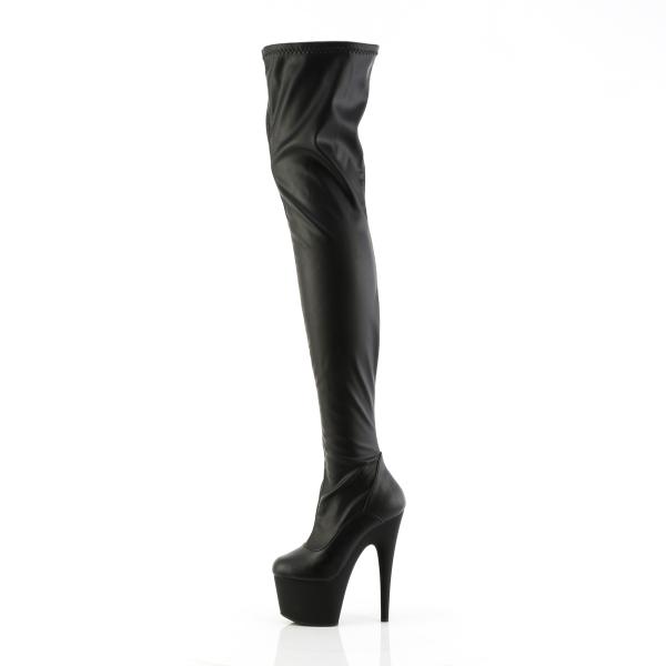 ADORE-4000 Pleaser Damen High Heels Plateauoverkneestiefel schwarz Stretch Lederoptik