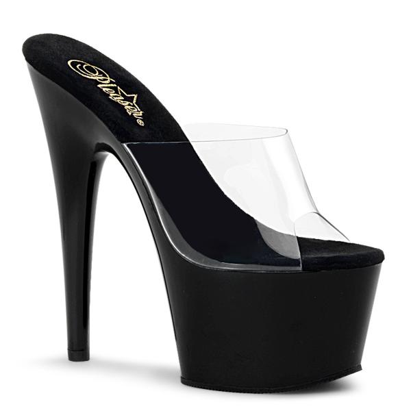 Sale ADORE-701 Pleaser High-Heels Plateaupantoletten klar schwarz Größe 42