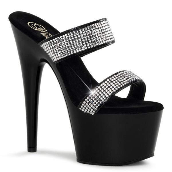 Sale ADORE-702-2 Pleaser High-Heels Plateaupantoletten schwarz mit Strass Gr 39