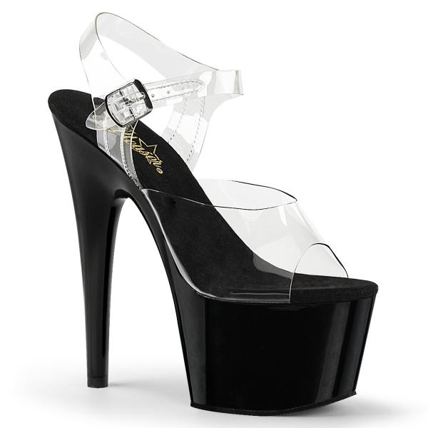 Sale ADORE-708 Pleaser High-Heels Poledance Plateausandaletten klar schwarz 42