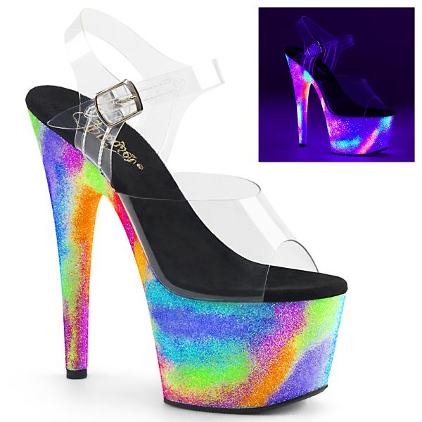 Sale ADORE-708GXY Pleaser High-Heels Platform Sandal clear neon galaxy glitter 41