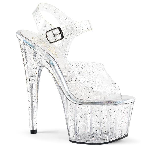 ADORE-708MMG Pleaser high heels platform sandal transparent mini glitter