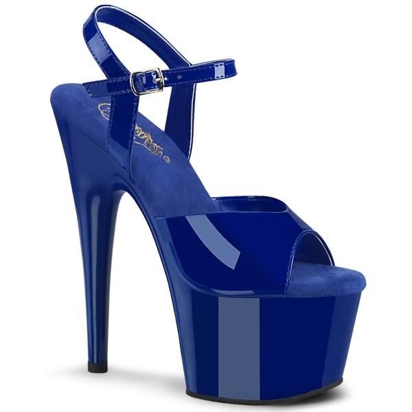 ADORE-709 Pleaser Stiletto High-Heels Riemchen Plateausandaletten royalblau Lack